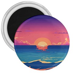 Sunset Ocean Beach Water Tropical Island Vacation 2 3  Magnets by Pakemis