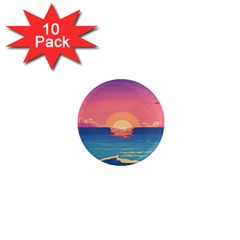 Sunset Ocean Beach Water Tropical Island Vacation 2 1  Mini Magnet (10 Pack)  by Pakemis