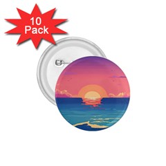 Sunset Ocean Beach Water Tropical Island Vacation 2 1 75  Buttons (10 Pack) by Pakemis