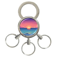 Sunset Ocean Beach Water Tropical Island Vacation 2 3-ring Key Chain by Pakemis