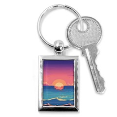 Sunset Ocean Beach Water Tropical Island Vacation 2 Key Chain (rectangle) by Pakemis