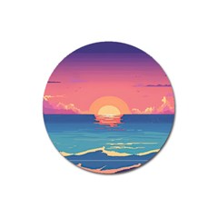 Sunset Ocean Beach Water Tropical Island Vacation 2 Magnet 3  (round) by Pakemis