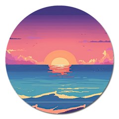 Sunset Ocean Beach Water Tropical Island Vacation 2 Magnet 5  (round) by Pakemis