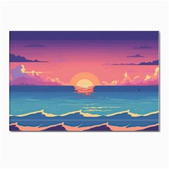 Sunset Ocean Beach Water Tropical Island Vacation 2 Postcards 5  X 7  (pkg Of 10) by Pakemis