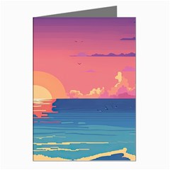 Sunset Ocean Beach Water Tropical Island Vacation 2 Greeting Cards (pkg Of 8) by Pakemis