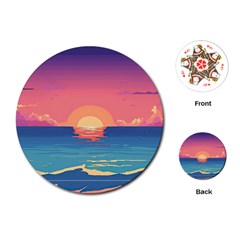 Sunset Ocean Beach Water Tropical Island Vacation 2 Playing Cards Single Design (round) by Pakemis