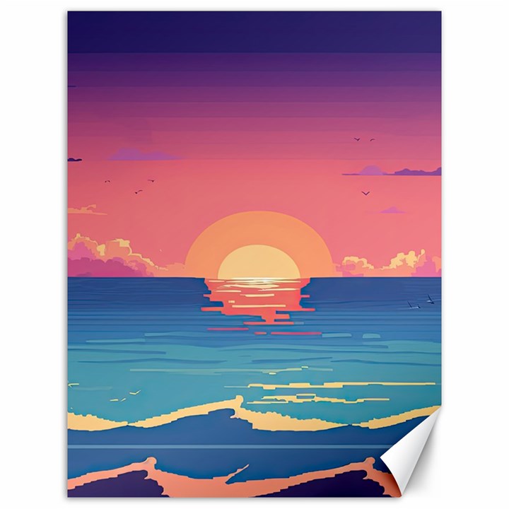 Sunset Ocean Beach Water Tropical Island Vacation 2 Canvas 12  x 16 