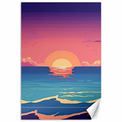 Sunset Ocean Beach Water Tropical Island Vacation 2 Canvas 12  X 18  by Pakemis