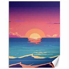 Sunset Ocean Beach Water Tropical Island Vacation 2 Canvas 18  X 24  by Pakemis