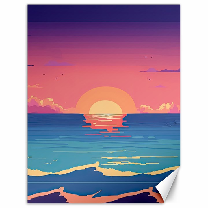 Sunset Ocean Beach Water Tropical Island Vacation 2 Canvas 18  x 24 