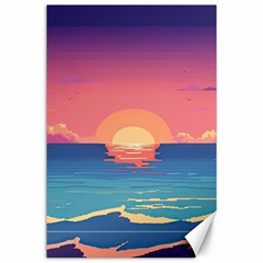 Sunset Ocean Beach Water Tropical Island Vacation 2 Canvas 24  X 36  by Pakemis