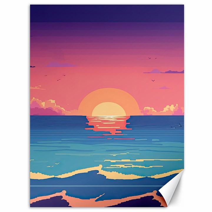 Sunset Ocean Beach Water Tropical Island Vacation 2 Canvas 36  x 48 