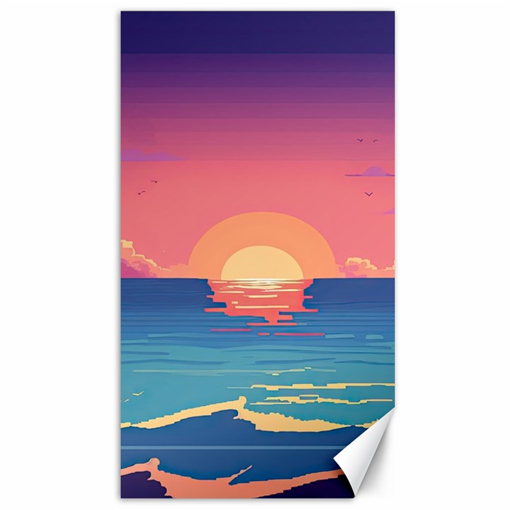 Sunset Ocean Beach Water Tropical Island Vacation 2 Canvas 40  x 72 