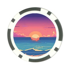 Sunset Ocean Beach Water Tropical Island Vacation 2 Poker Chip Card Guard by Pakemis