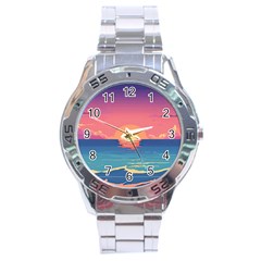 Sunset Ocean Beach Water Tropical Island Vacation 2 Stainless Steel Analogue Watch by Pakemis