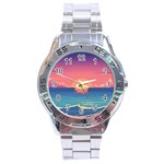 Sunset Ocean Beach Water Tropical Island Vacation 2 Stainless Steel Analogue Watch Front