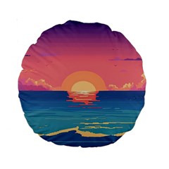 Sunset Ocean Beach Water Tropical Island Vacation 2 Standard 15  Premium Round Cushions by Pakemis