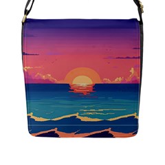 Sunset Ocean Beach Water Tropical Island Vacation 2 Flap Closure Messenger Bag (l) by Pakemis