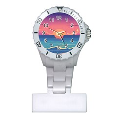 Sunset Ocean Beach Water Tropical Island Vacation 2 Plastic Nurses Watch by Pakemis