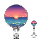 Sunset Ocean Beach Water Tropical Island Vacation 2 Stainless Steel Nurses Watch Front