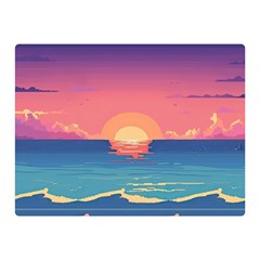 Sunset Ocean Beach Water Tropical Island Vacation 2 Premium Plush Fleece Blanket (mini) by Pakemis