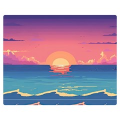 Sunset Ocean Beach Water Tropical Island Vacation 2 Premium Plush Fleece Blanket (medium) by Pakemis