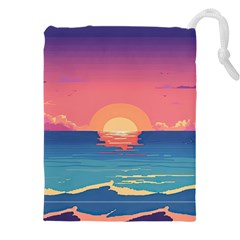 Sunset Ocean Beach Water Tropical Island Vacation 2 Drawstring Pouch (5xl) by Pakemis