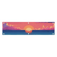 Sunset Ocean Beach Water Tropical Island Vacation 2 Banner And Sign 4  X 1  by Pakemis