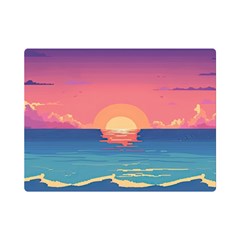 Sunset Ocean Beach Water Tropical Island Vacation 2 One Side Premium Plush Fleece Blanket (mini) by Pakemis