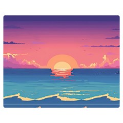 Sunset Ocean Beach Water Tropical Island Vacation 2 One Side Premium Plush Fleece Blanket (medium) by Pakemis