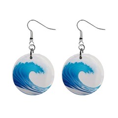 Wave Tsunami Tidal Wave Ocean Sea Water Mini Button Earrings by Pakemis