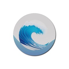 Wave Tsunami Tidal Wave Ocean Sea Water Rubber Round Coaster (4 Pack) by Pakemis