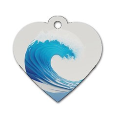 Wave Tsunami Tidal Wave Ocean Sea Water Dog Tag Heart (one Side) by Pakemis