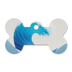 Wave Tsunami Tidal Wave Ocean Sea Water Dog Tag Bone (one Side) by Pakemis