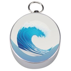 Wave Tsunami Tidal Wave Ocean Sea Water Silver Compasses by Pakemis