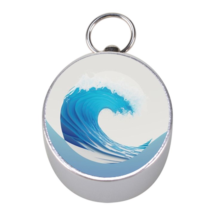 Wave Tsunami Tidal Wave Ocean Sea Water Mini Silver Compasses