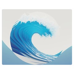 Wave Tsunami Tidal Wave Ocean Sea Water Premium Plush Fleece Blanket (medium) by Pakemis