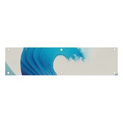 Wave Tsunami Tidal Wave Ocean Sea Water Banner And Sign 4  X 1  by Pakemis