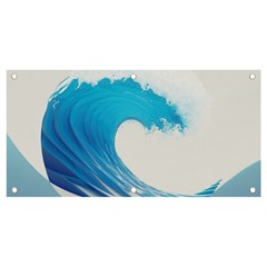 Wave Tsunami Tidal Wave Ocean Sea Water Banner And Sign 4  X 2  by Pakemis