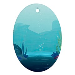 Intro Youtube Background Wallpaper Aquatic Water 2 Oval Ornament (two Sides) by Pakemis