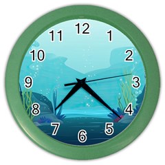 Intro Youtube Background Wallpaper Aquatic Water 2 Color Wall Clock by Pakemis