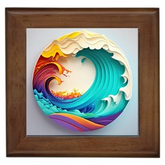 Tsunami Tidal Wave Wave Minimalist Ocean Sea 3 Framed Tile by Pakemis