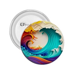 Tsunami Tidal Wave Wave Minimalist Ocean Sea 3 2 25  Buttons