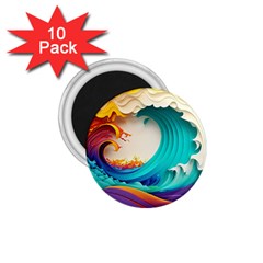 Tsunami Tidal Wave Wave Minimalist Ocean Sea 3 1 75  Magnets (10 Pack)  by Pakemis