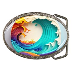 Tsunami Tidal Wave Wave Minimalist Ocean Sea 3 Belt Buckles by Pakemis