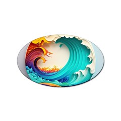 Tsunami Tidal Wave Wave Minimalist Ocean Sea 3 Sticker (oval) by Pakemis