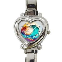 Tsunami Tidal Wave Wave Minimalist Ocean Sea 3 Heart Italian Charm Watch by Pakemis