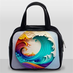 Tsunami Tidal Wave Wave Minimalist Ocean Sea 3 Classic Handbag (two Sides) by Pakemis