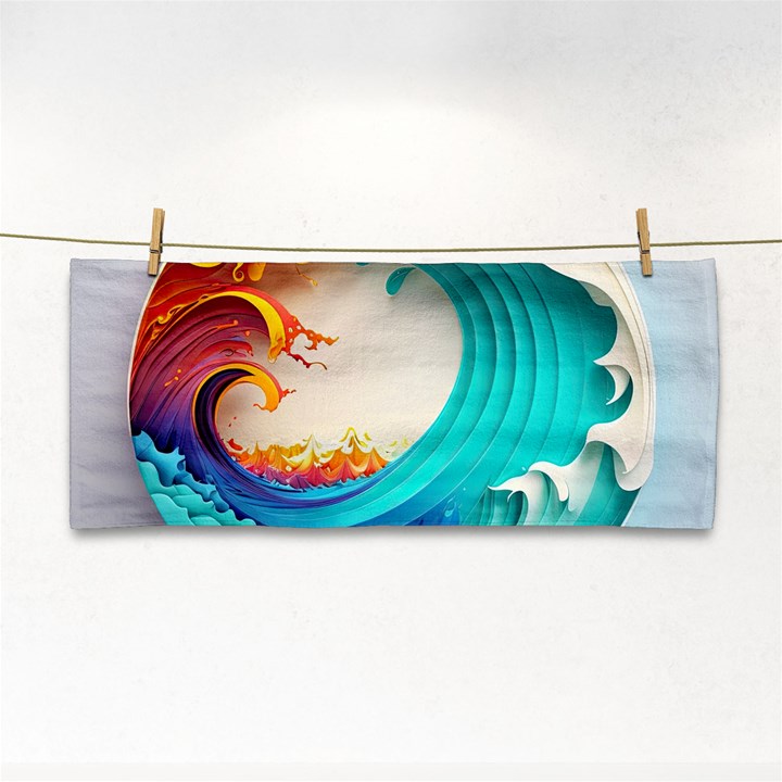 Tsunami Tidal Wave Wave Minimalist Ocean Sea 3 Hand Towel