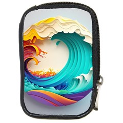 Tsunami Tidal Wave Wave Minimalist Ocean Sea 3 Compact Camera Leather Case by Pakemis